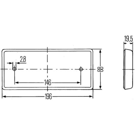 Catadioptre rectangle rouge 196x88mm à visser HELLA 8RA003734101