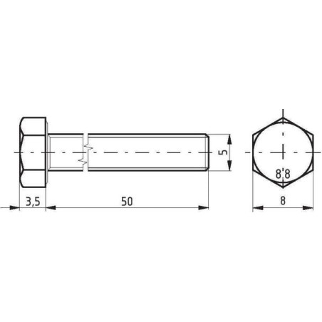 Boulon M5x50 UNIVERSEL 933550