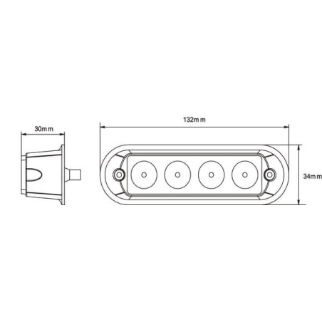 Avertisseur flash LED orange 4x3W 12/24V UNIVERSEL LA20011
