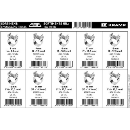 Coffret de colliers de serrage ABA 1202115030