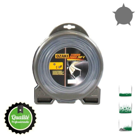 Coque fil nylon pentagonal bi-composant OZAKI Titanium Power - 2.40mm x 97m - Qualité professionnelle