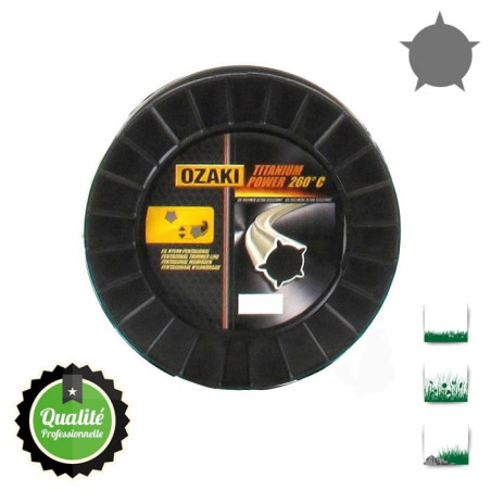 Coque fil nylon pentagonal bi-composant OZAKI Titanium Power - 3.50mm x 45m - Qualité professionnelle