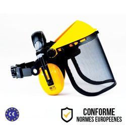 Visière professionnelle de protection anti-bruit à écran grillagé relevable