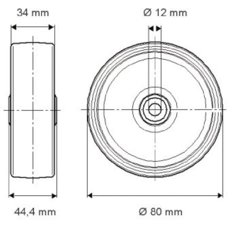 Roue 80mm TENTE UOO080341244