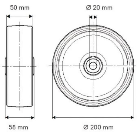 Roue 200mm TENTE UOO200502058