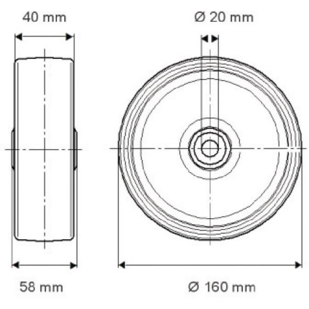 Roue 160mm TENTE UAD160402058