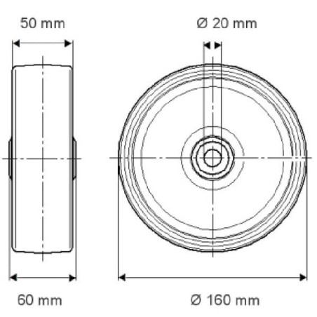 Roue 160mm TENTE FTP1600502060