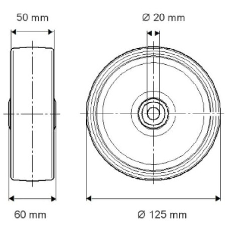 Roue 125mm TENTE FTP1250502060