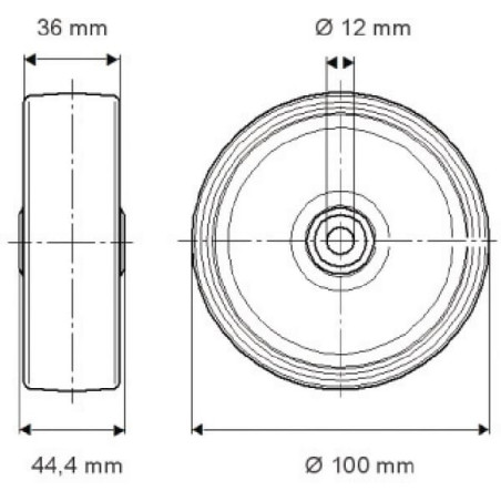 Roue 100mm TENTE UOO100361244