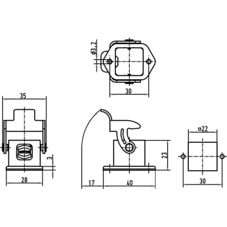 Embase encastrée HARTING 09200030301