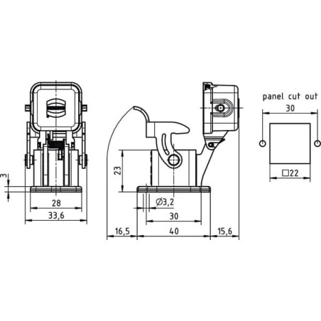 Embase encastrée HARTING 09200030306