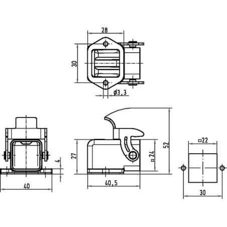 Embase encastrée HARTING 09200030801