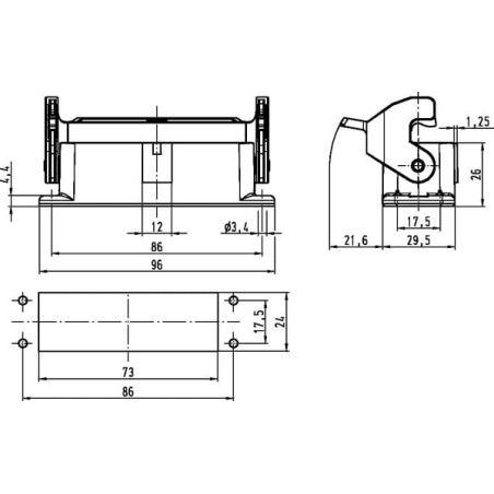 Embase encastrée HARTING 09200160301