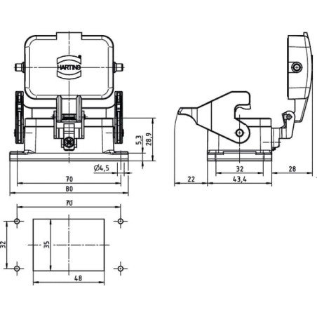 Embase encastrée HARTING 09300060318