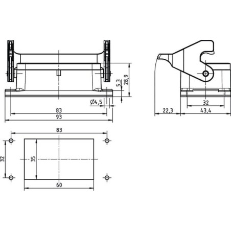 Embase encastrée HARTING 09300100305