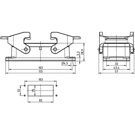 Embase encastrée HARTING 09300160301