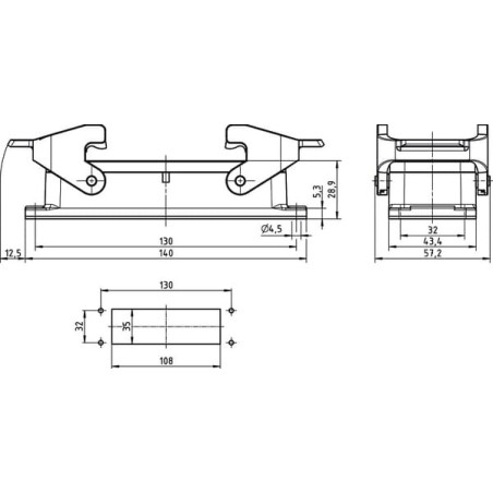 Embase encastrée HARTING 09300240301