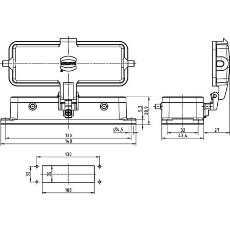 Embase encastrée HARTING 09300240302