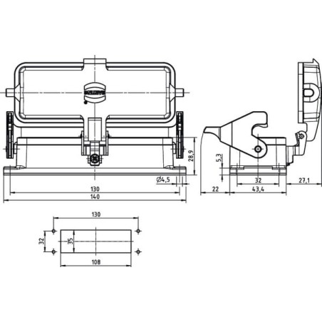Embase encastrée HARTING 09300240304