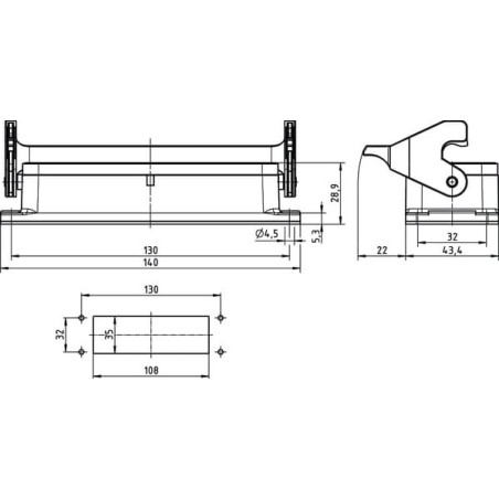 Embase encastrée HARTING 09300240307
