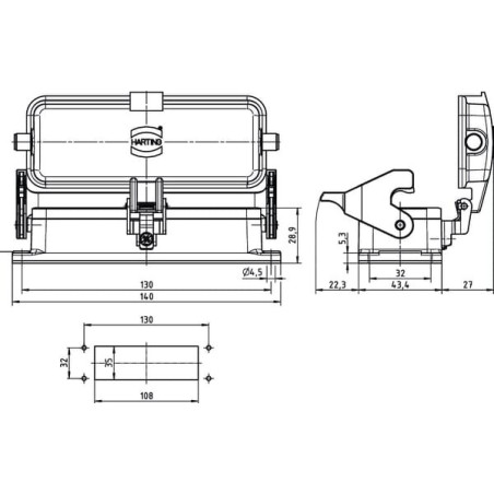 Embase encastrée HARTING 09300240318