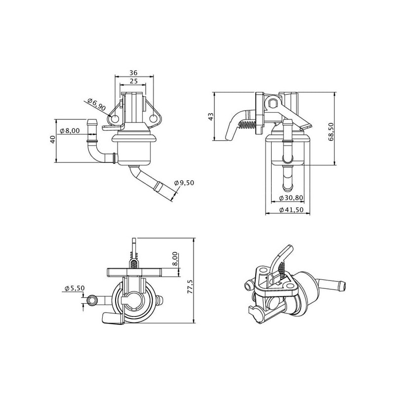 Pompe à Carburant KEMSO 13802 - Débit 140-160 L/h - Kit Complet Avec Flexibles, Filtres Et Pinces - Garantie à Vie