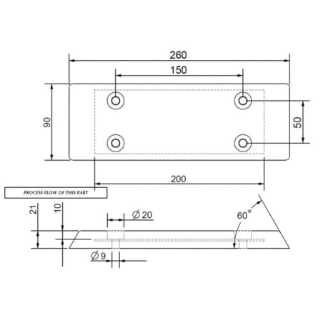 Protection caoutchouc 260x90mm UNIVERSEL 382003KR