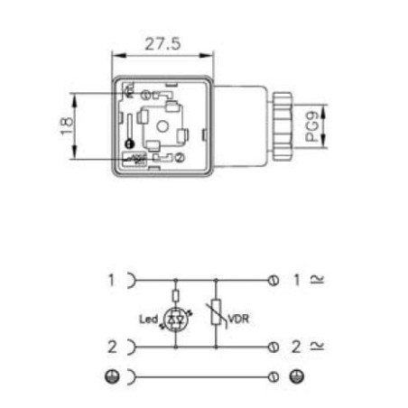Fiche de raccord avec diode OMAL SP888
