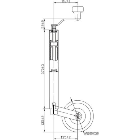 Roue jockey diamètre 48mm - 200x50 UNIVERSEL STR1620