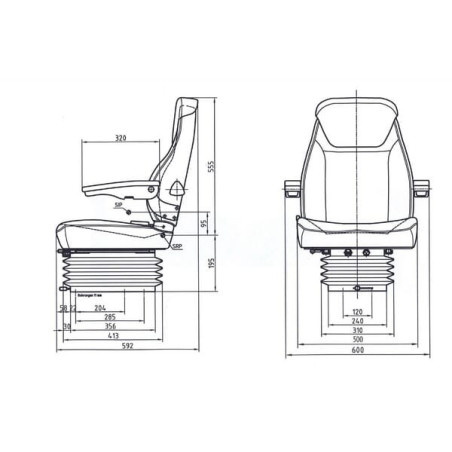 Siège à suspension pneumatique GOPART TS55000GP
