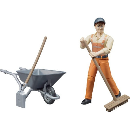 Ouvrier avec brouette miniature BRUDER U62130