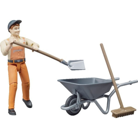 Ouvrier avec brouette miniature BRUDER U62130