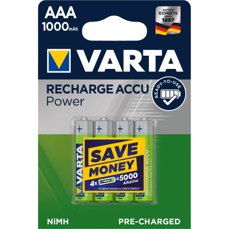 Blister de 4 accumulateurs rechargeables VARTA HR03