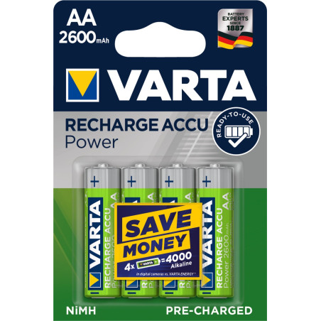 Blister de 4 accumulateurs rechargeables  VARTA HR06