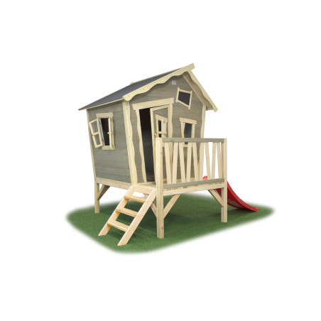 EXIT Crooky 300 cabane de jeu en bois - gris-beige