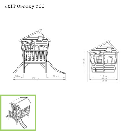 EXIT Crooky 300 cabane de jeu en bois - gris-beige