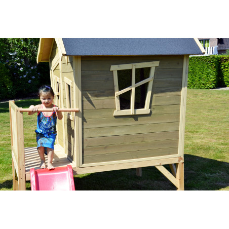EXIT Crooky 300 cabane de jeu en bois - gris-beige