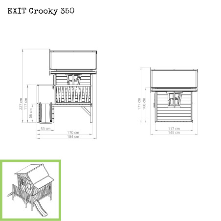 EXIT Crooky 350 cabane de jeu en bois - gris-beige