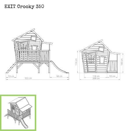 EXIT Crooky 350 cabane de jeu en bois - gris-beige