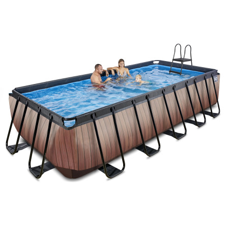EXIT Piscine Wood 540x250x122cm avec pompe de filtration - marron