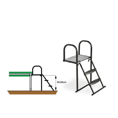 EXIT Plateforme Trampoline avec échelle pour hauteur de cadre de trampoline entre 50-65cm