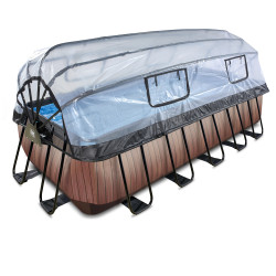 EXIT Piscine couverte Wood 540x250x122cm avec pompe de filtration à sable - marron