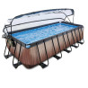 EXIT Piscine couverte Wood 540x250x122cm avec pompe de filtration à sable - marron