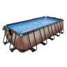 EXIT Piscine couverte Wood 540x250x122cm avec pompe de filtration à sable - marron