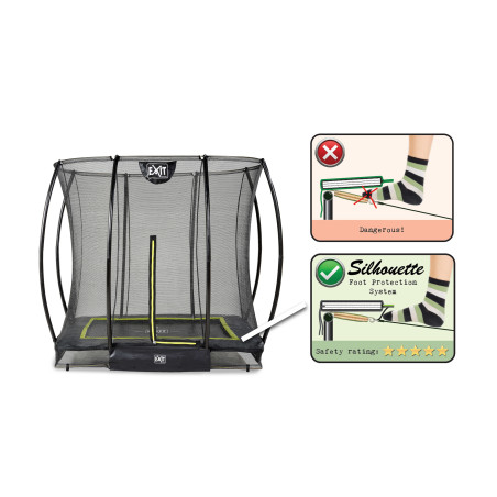 EXIT Le trampoline Silhouette inground 153x214cm avec filet de sécurité - noir