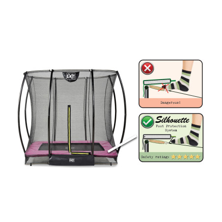 EXIT Le trampoline Silhouette inground 153x214cm avec filet de sécurité - rose