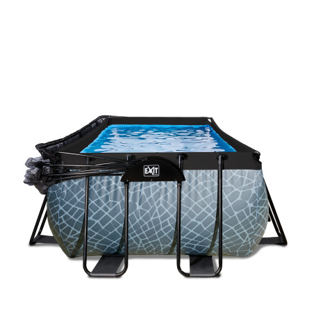 EXIT Piscine couverte Stone 540x250x100cm avec pompe de filtration à sable et à chaleur - grise