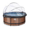 EXIT Piscine couverte Wood ø360x122cm avec pompe de filtration à sable et à chaleur - marron