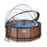 EXIT Piscine couverte Wood ø360x122cm avec pompe de filtration à sable et à chaleur - marron