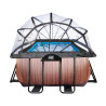EXIT Piscine couverte Wood 540x250x122cm avec pompe de filtration à sable et à chaleur - marron